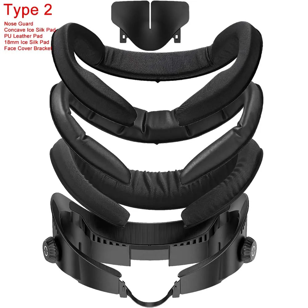 AMVR FC4A PU Leather Face Mask Cover for Meta Oculus Quest 3 Facial Interface Multi-Vent Ice Silk Face Pad for Halo Head Strap AMVR Official Store