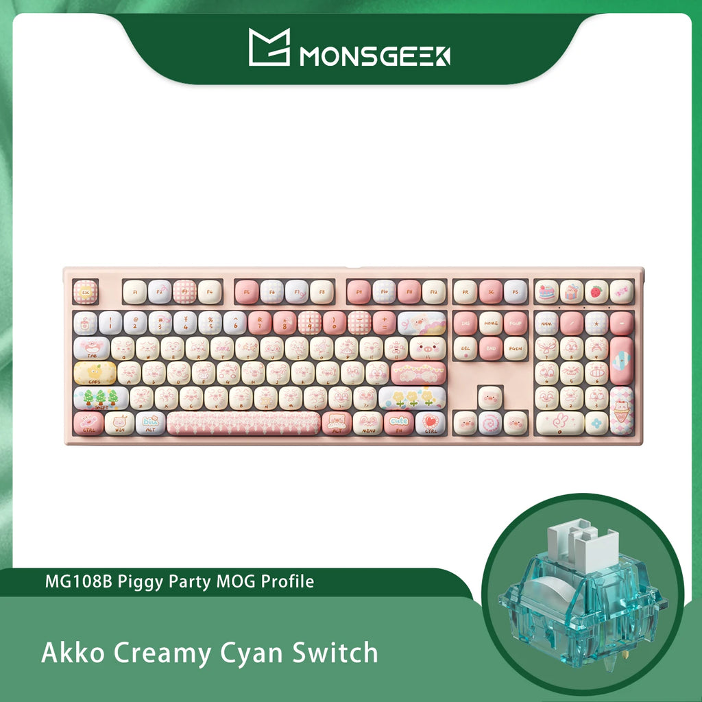 Akko MonsGeek MG108B Bun Wonderland Wireless Mechanical Keyboard MOG Profile RGB 108 Keys Full Size Hot Swap USB / 2.4G / BT 5.0 AKKO Official Store
