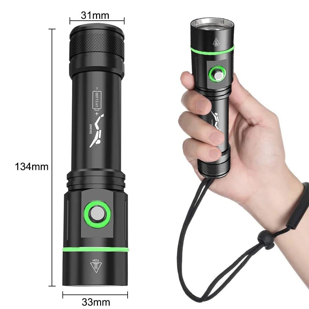 Tactical High Lumen Professional Diving Flashlight, Compact & Portable Rechargeable Underwater Fill Light, Camping Torch ZEBA Official Store