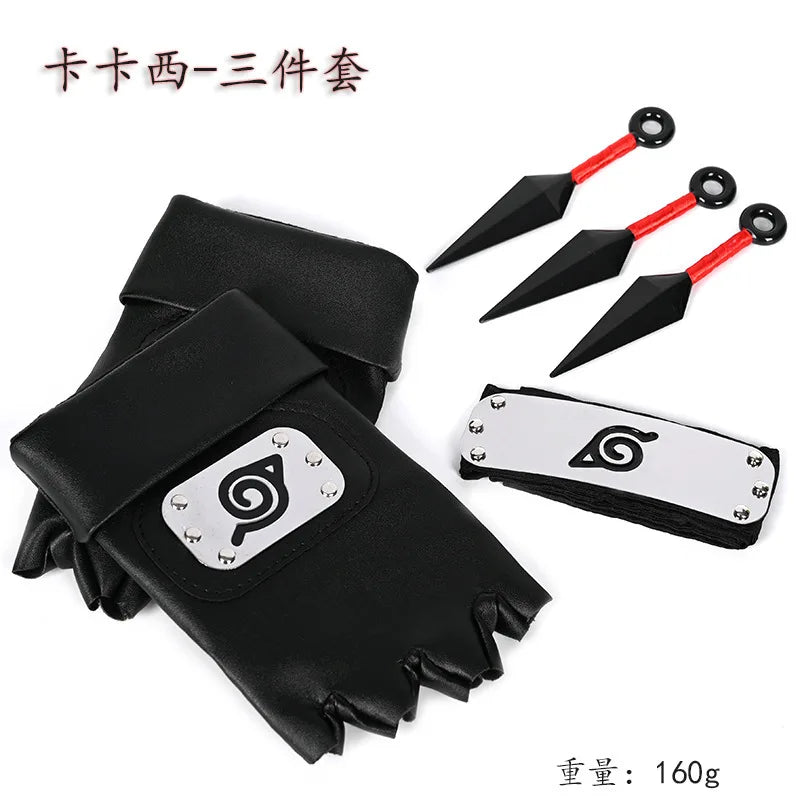 Ninja Set Combination Assembly Flag Maple Roleplaying Kakashi Gloves Kunai Forehead Protector Bandana Performance Costume cos school party Store