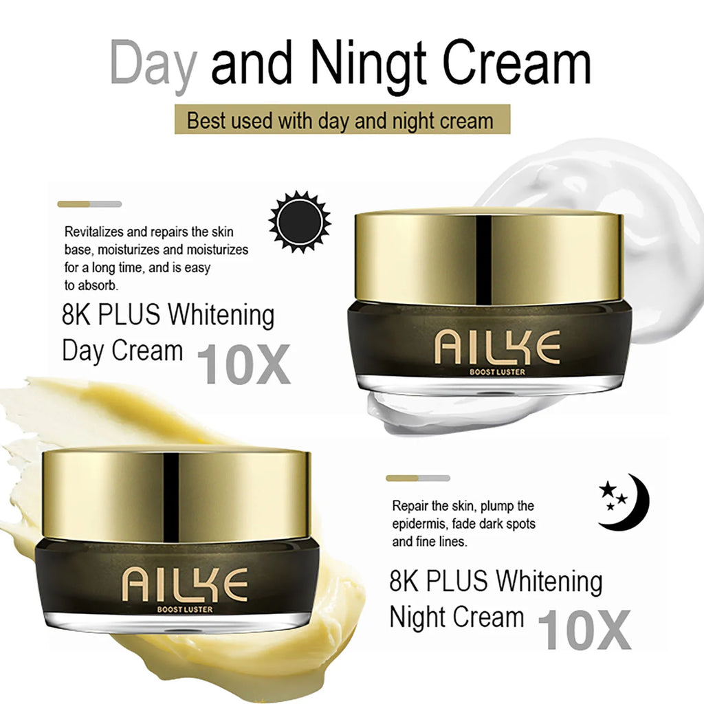 AILKE Whitening Face Cream, Day and Night Facial Cream, Lightening with Kojic Acid, Reduce Wrinkles, Freckles, Black Spots AILKE Official Store
