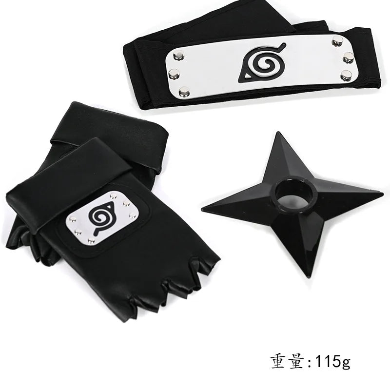Ninja Set Combination Assembly Flag Maple Roleplaying Kakashi Gloves Kunai Forehead Protector Bandana Performance Costume cos school party Store