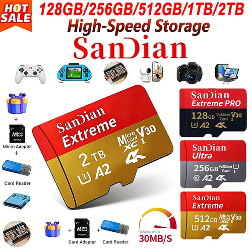 128GB USB Adapter SD Memory Card 256GB High Speed Micro TF Card Class 10 High Capacity for Mobile Phone Laptop PC Camera Mac Shop1105183103 Store
