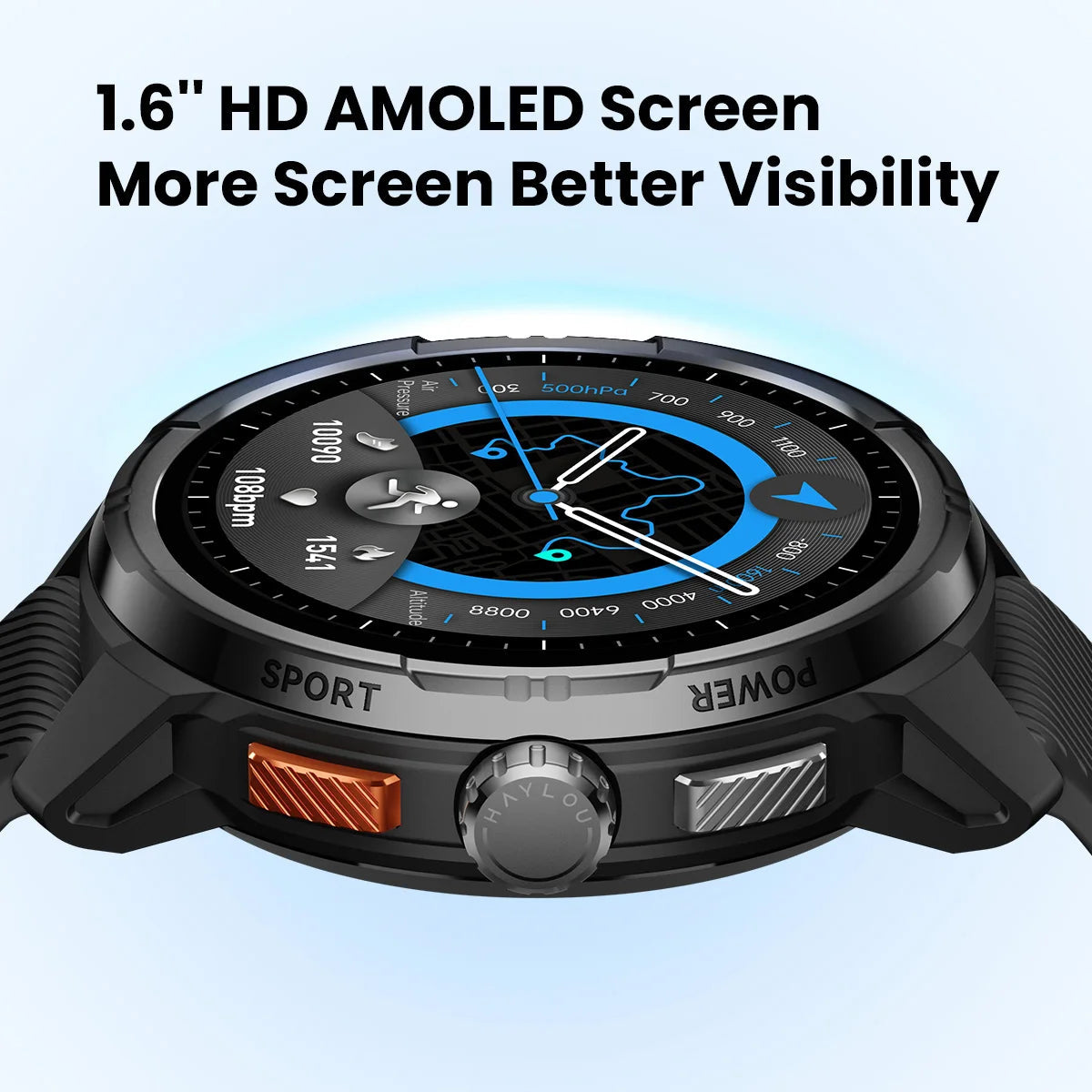 HAYLOU Solar Ultra GPS Smartwatch 1.6” AMOLED Display 5ATM Waterproof Built-in GPS Bluetooth Phone Calls Sports Smart Watch Haylou Official Store
