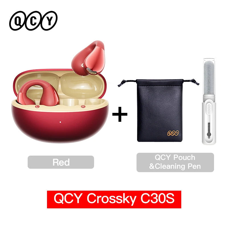 QCY Crossky C30S Clip-On Wireless Earphones Hi-Res LDAC Headphones Bluetooth 6.0 Dual-Magnet Driver Headsets 40H Sports Earbud QCY Factory Store