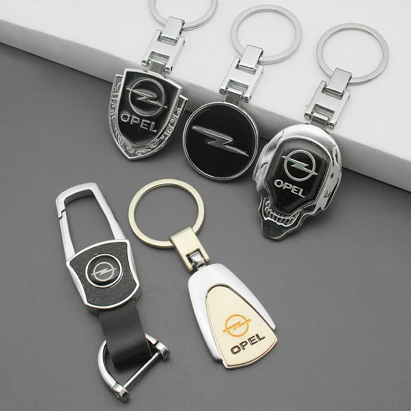 Metal/Leather Car Keychain Badge Emblem For Opel Astra Grandland Corsa Mokka Frontera Insignia Zafira Key Chain Rings Accessorie Tesla Auto Parts Wholesale Store