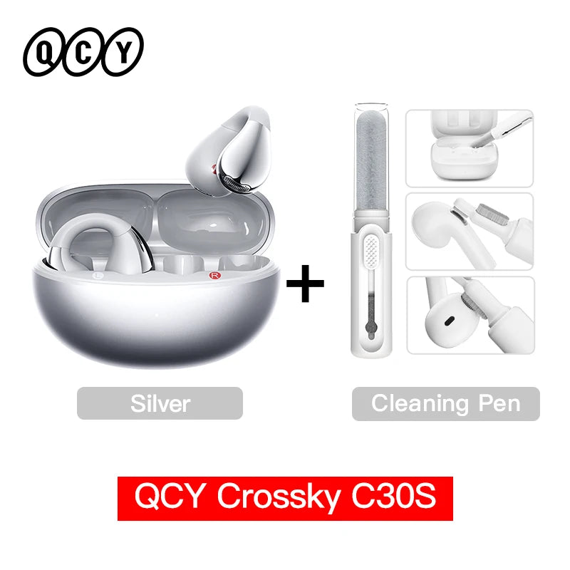 QCY Crossky C30S Clip-On Wireless Earphones Hi-Res LDAC Headphones Bluetooth 6.0 Dual-Magnet Driver Headsets 40H Sports Earbud QCY Factory Store