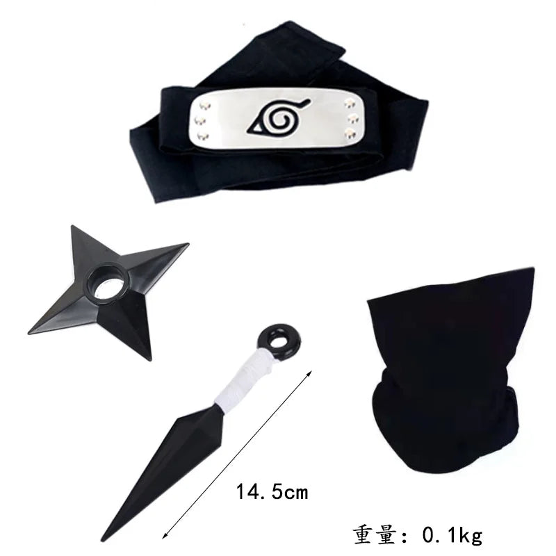 Ninja Set Combination Assembly Flag Maple Roleplaying Kakashi Gloves Kunai Forehead Protector Bandana Performance Costume cos school party Store