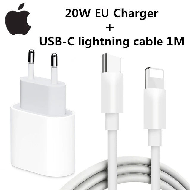 Original USB-C Power Adapter for iPhone, Type C Fast Charger, Apple Cable for iPhone 14, 13 Plus, 17, 16, 15, Mini Pro Max, 20W,