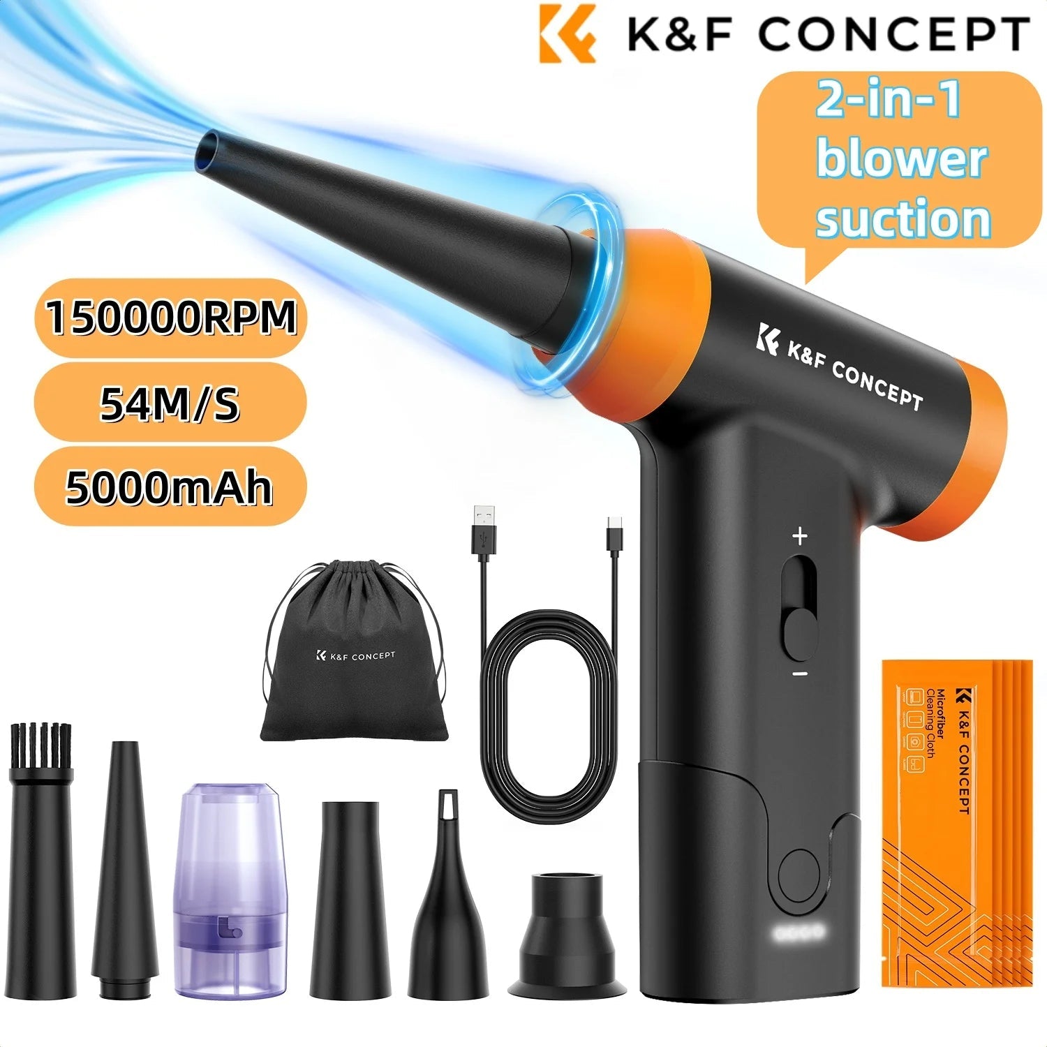 K&F CONCEPT Electric Air Duster Cordless Compressed Air Blower Suction for Computer,PC,Laptop Keyboard,Car,Camera Dust Cleaner K&F CONCEPT ONLINE Store