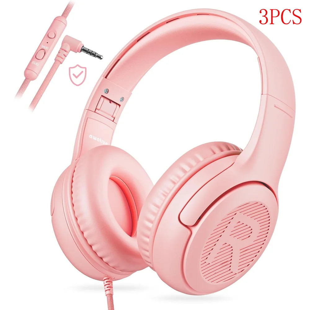 1/2/3Pcs AWATRUE AT2 Kids Headphones Wired Toddler Headsets with Mic Over-Ear Headphone Foldable on-Ear Design for PC,Laptop NUBWO Audio Store
