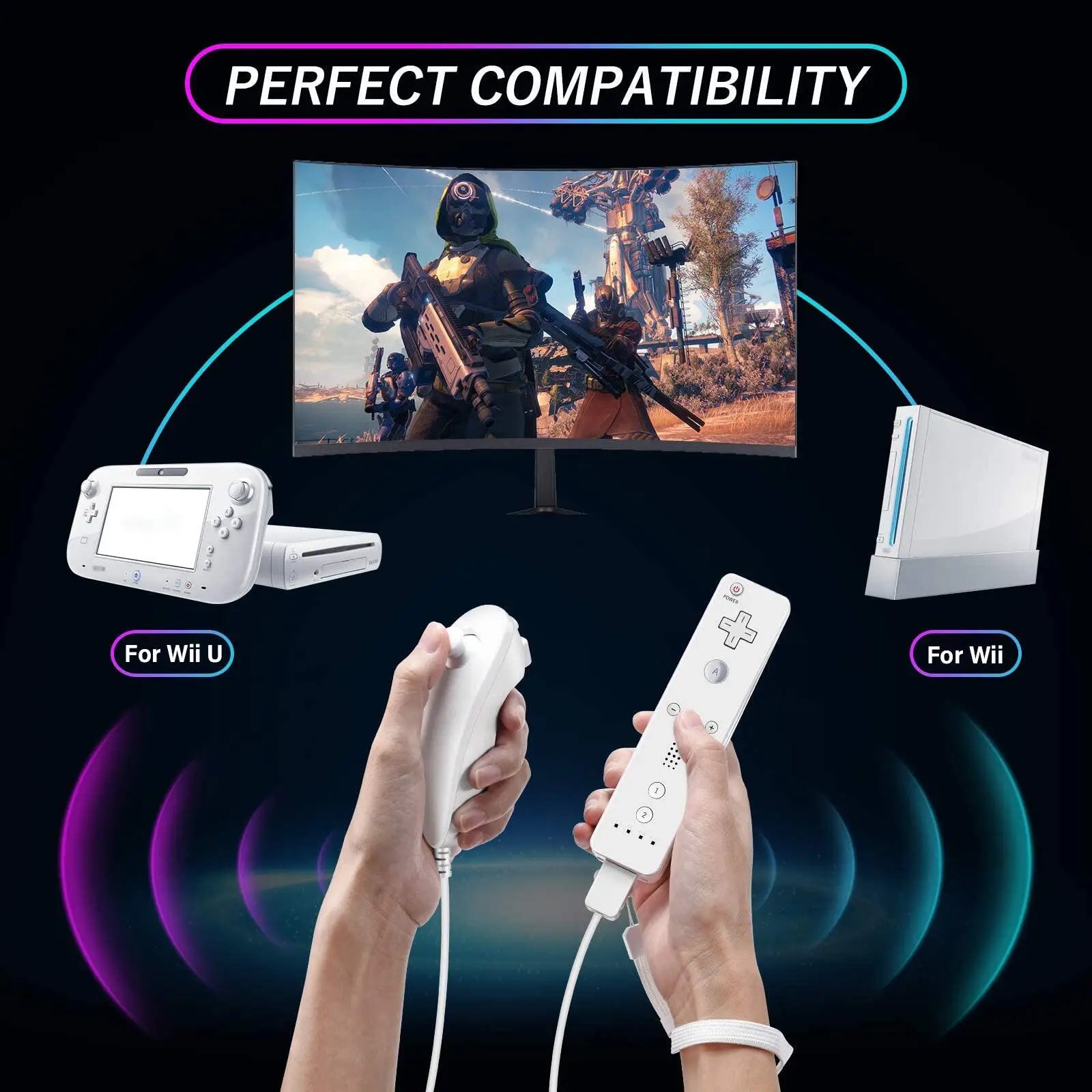 For Nintendo Wii/Wii U Joystick 2 in 1 Controller Set Wireless Remote Gamepad Motion Plus with Silicone Case Video Game GAMEPADS Store