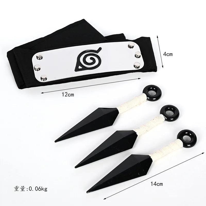 Ninja Set Combination Assembly Flag Maple Roleplaying Kakashi Gloves Kunai Forehead Protector Bandana Performance Costume cos school party Store