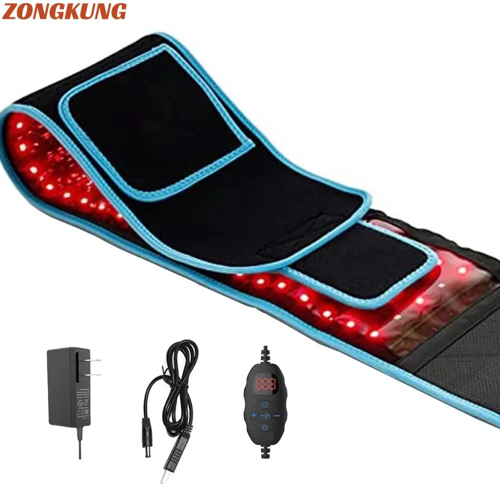 Red ＆Infrared LED Light Therapy Belt 850nm 660nm Back Pain Relief Wrap Burn Fat Wrap Slimming Machine Waist Heat Pad Full Body ZongKung Healthy Life Store
