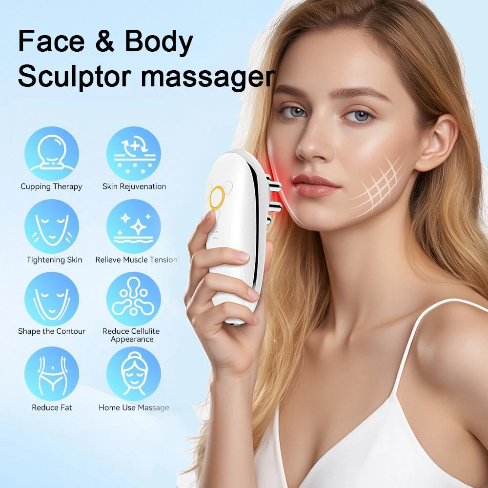 Body Sculpting Machine with Red Light Therapy for Face and Body Cupping Therapy Electric Cellulite Massage Tool with 2 Cups Smart Homes Store