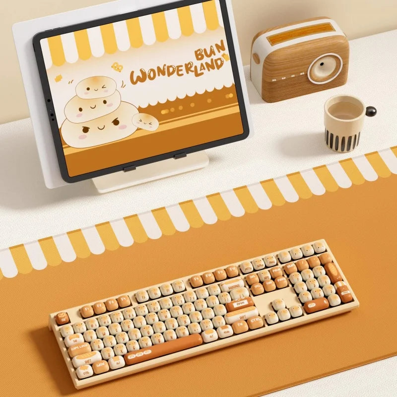 Akko MonsGeek MG108B Bun Wonderland Wireless Mechanical Keyboard MOG Profile RGB 108 Keys Full Size Hot Swap USB / 2.4G / BT 5.0 AKKO Official Store
