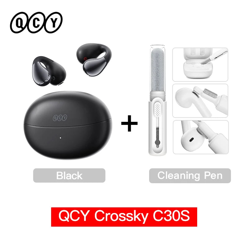 QCY Crossky C30S Clip-On Wireless Earphones Hi-Res LDAC Headphones Bluetooth 6.0 Dual-Magnet Driver Headsets 40H Sports Earbud QCY Factory Store