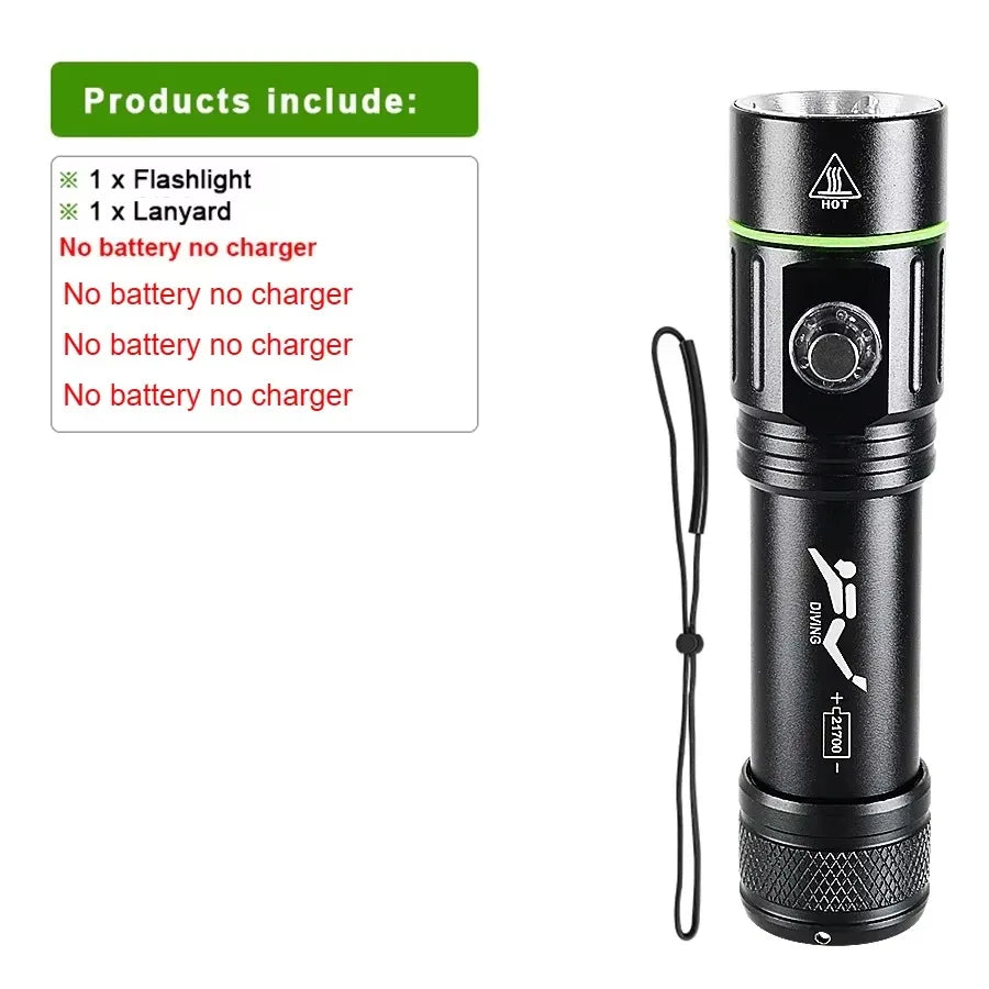 Tactical High Lumen Professional Diving Flashlight, Compact & Portable Rechargeable Underwater Fill Light, Camping Torch ZEBA Official Store