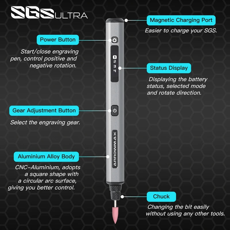 ARROWMAX SGS Engraving Pen Cordless Rotary Tool Kit Electric Mini Grinder with 42 Bits for Crafts Metal Wood Glass Carving ARROWMAX Official Store
