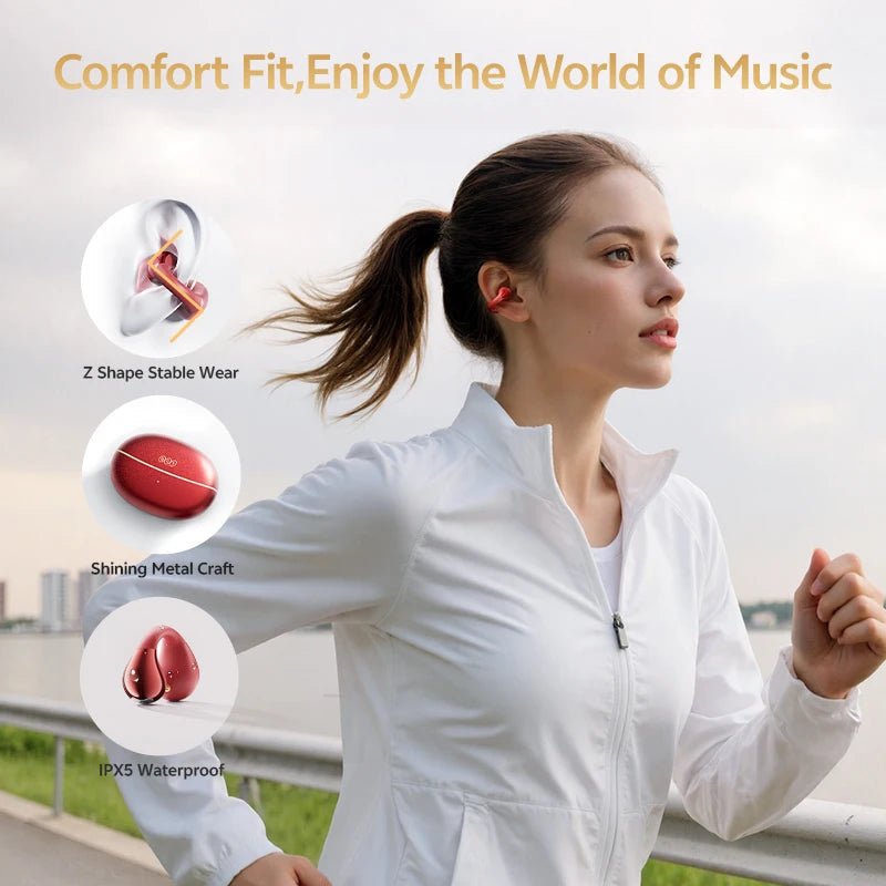 QCY Crossky C30S Clip-On Wireless Earphones Hi-Res LDAC Headphones Bluetooth 6.0 Dual-Magnet Driver Headsets 40H Sports Earbud QCY Factory Store