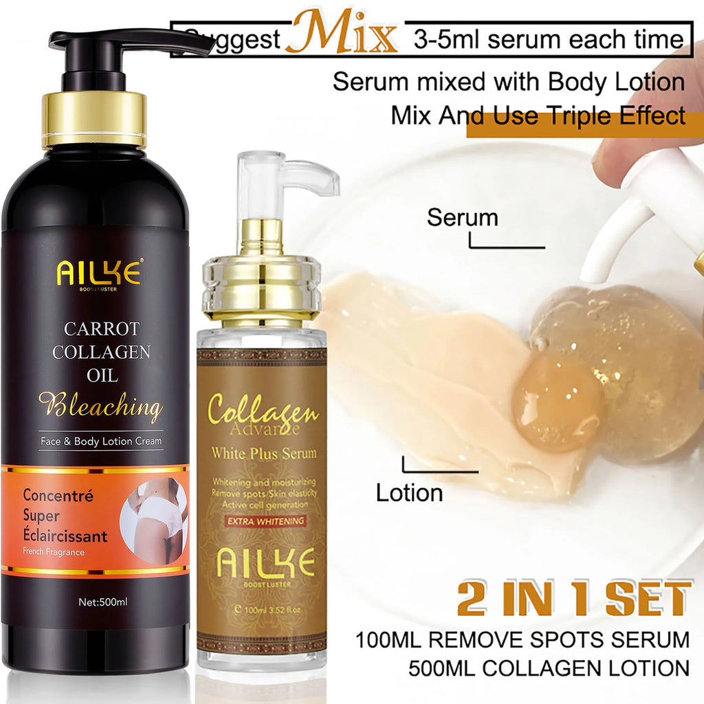 AILKE Collagen 5 in 1 Skin Care Kit, Restore Skin Elasticity, Smooth Skin, Brighten, Even Skin Tone, For Face And Body Use Set AILKE Store