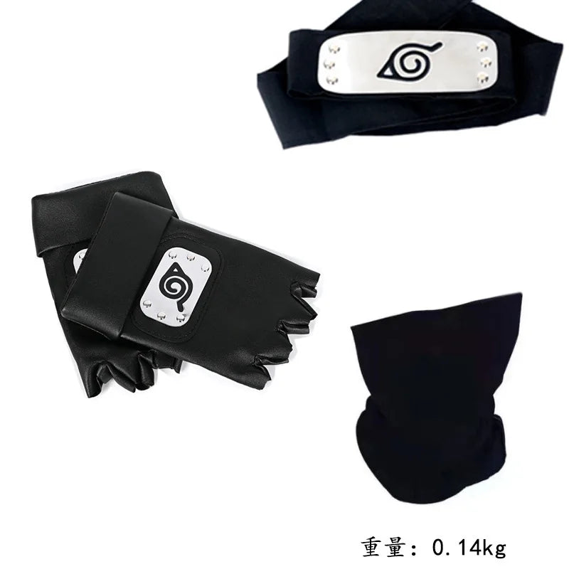 Ninja Set Combination Assembly Flag Maple Roleplaying Kakashi Gloves Kunai Forehead Protector Bandana Performance Costume cos school party Store