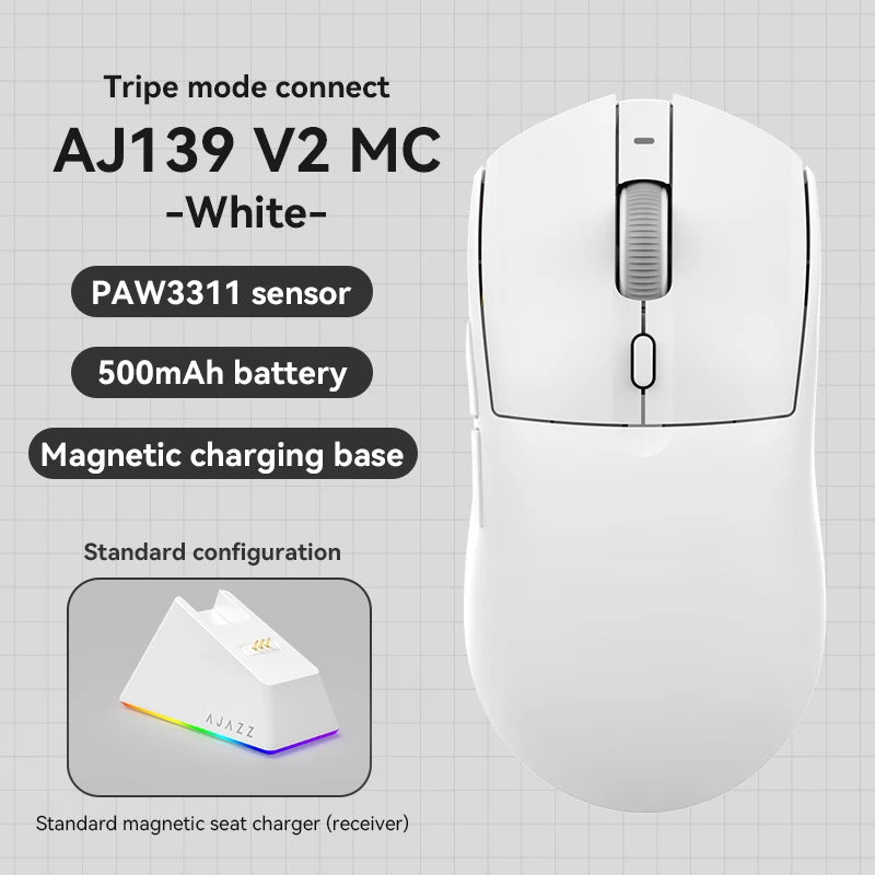 AJAZZ AJ139 V2 MC/AJ139 PRO Wireless Gaming Mouse PAW3311/PAW3395 Sensor 12000DPI/26000DPI 500mAh Bluetooth Mouse Gamer For PC Ajazz Global Official Store
