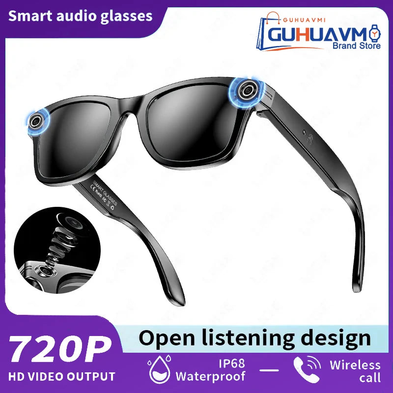 AI Smart Glasses with 8MP Camera Video Recording 100+ Languages Translation Sunglasses Bluetooth Call Music Play Men Women 2025 GUHUAVMI Smart Watch Direct Sales Factory Store