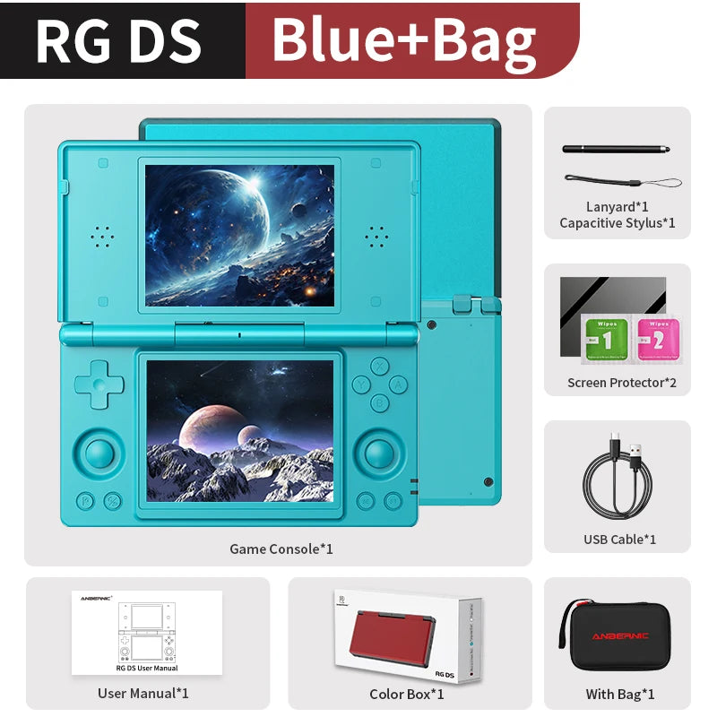 Anbernic RG DS Handheld Game Console 4" IPS Dual Screen Android 4000mAh Flip Video Games Player Supports RixelHK Wifi Streaming Anbernic Direct Store