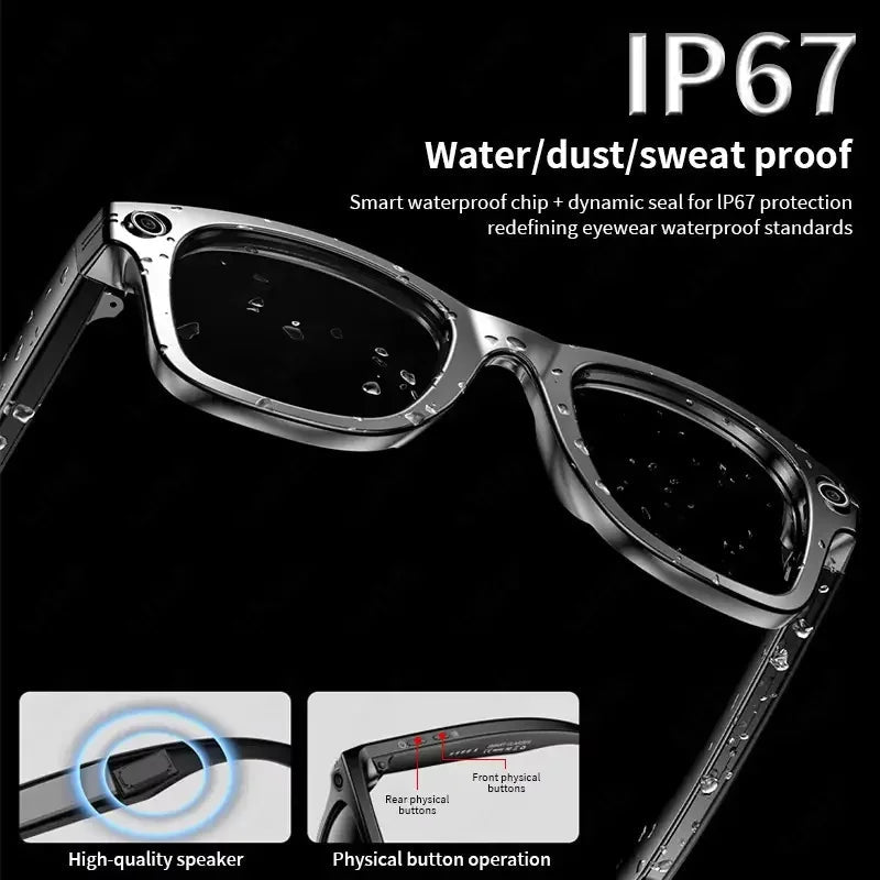 AI Smart Glasses with 8MP Camera Video Recording 100+ Languages Translation Sunglasses Bluetooth Call Music Play Men Women 2025 GUHUAVMI Smart Watch Direct Sales Factory Store