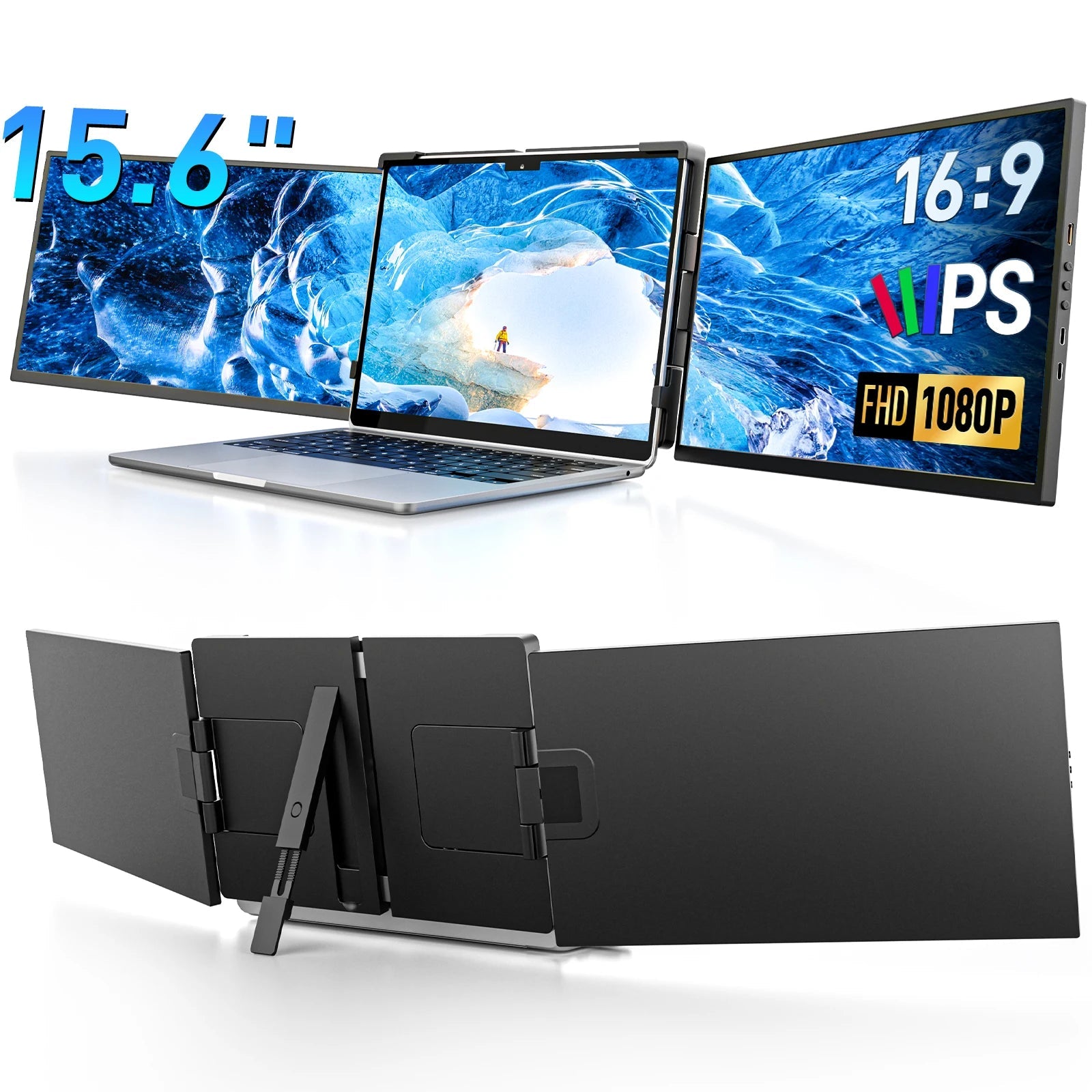 15.6inch Triple Screen Extender For Laptop Travel work Mini PC 1080P FHD IPS Type-C Portable Dual Monitor For 13-17" Mac Chrome Dopesplay Official Store