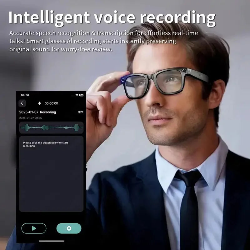 AI Smart Glasses with 8MP Camera Video Recording 100+ Languages Translation Sunglasses Bluetooth Call Music Play Men Women 2025 GUHUAVMI Smart Watch Direct Sales Factory Store