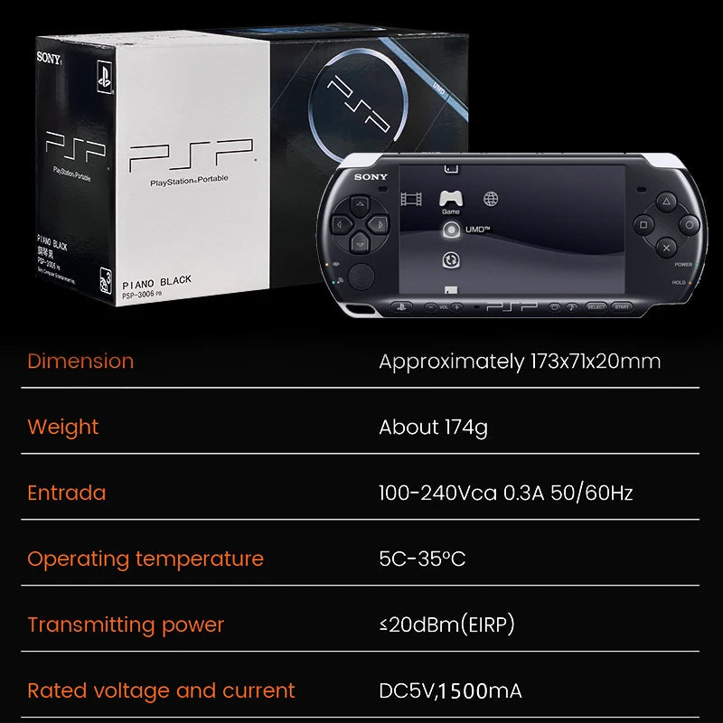 Original Sony PSP 3000 Handheld Game Console PlayStation Portable PSP-3006 Arcade Game Console Holiday Gift with Free Games Digital Gamer Store
