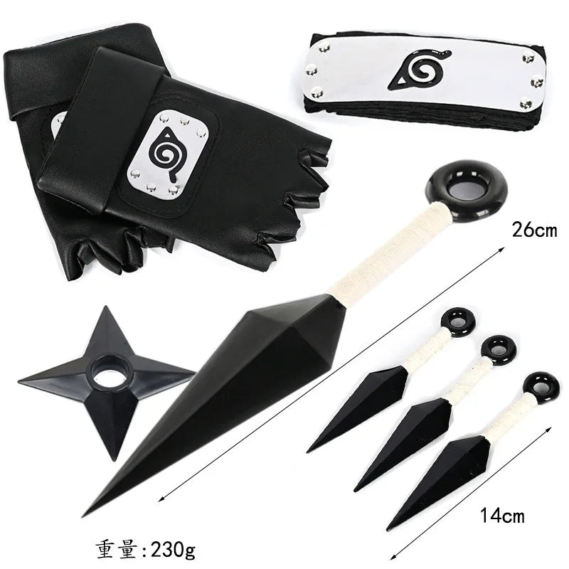 Ninja Set Combination Assembly Flag Maple Roleplaying Kakashi Gloves Kunai Forehead Protector Bandana Performance Costume cos school party Store