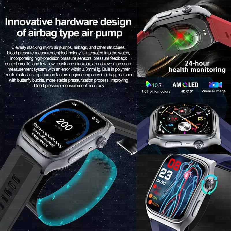 2025 New Medical Grade Air Pump Airbag ECG+PPG Smart Watches Men Women Blood Pressure Glucose Heart rate Bluetooth Call Bracelet GUHUAVMI High-End Smart Wear Store