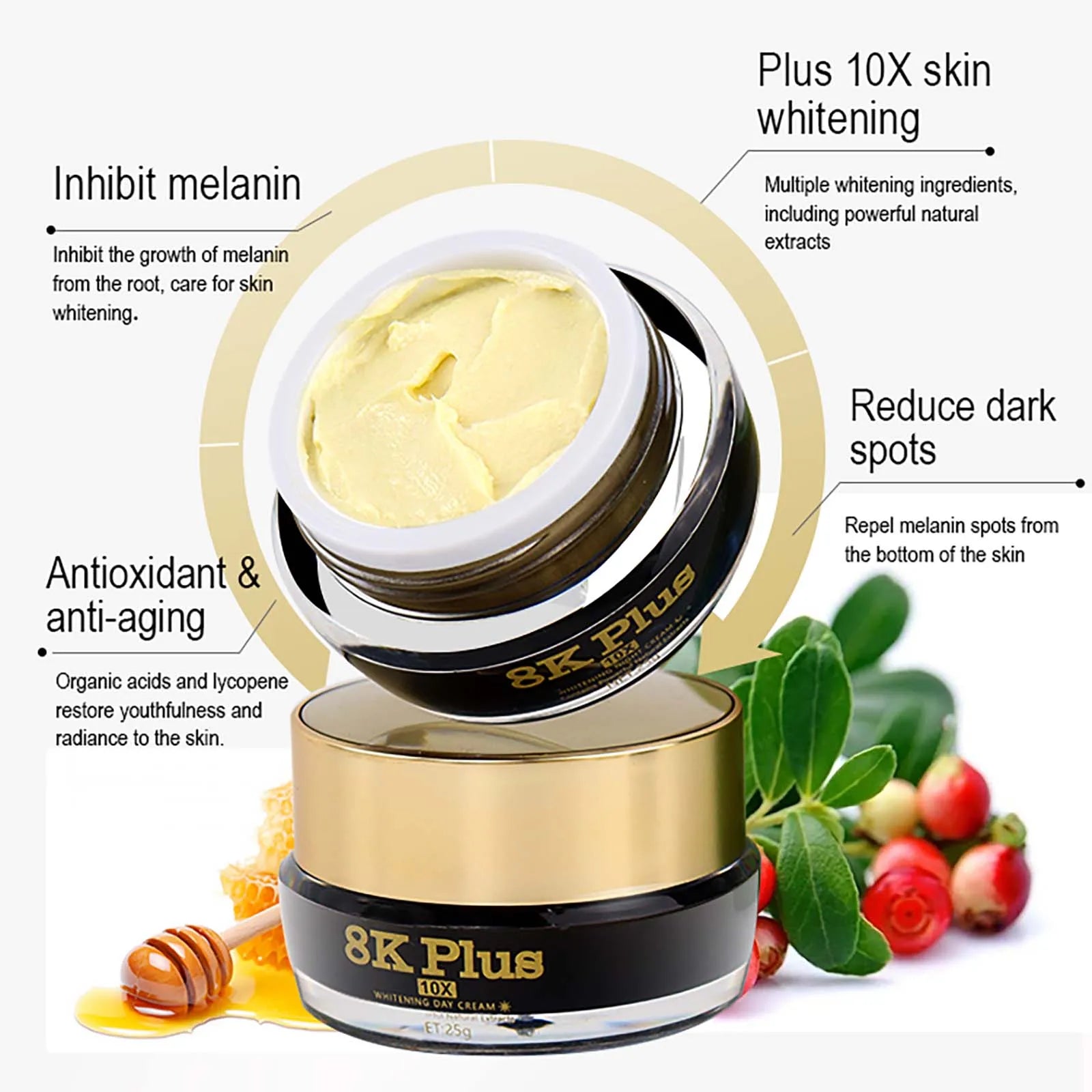 AILKE Whitening Face Cream, Day and Night Facial Cream, Lightening with Kojic Acid, Reduce Wrinkles, Freckles, Black Spots AILKE Official Store