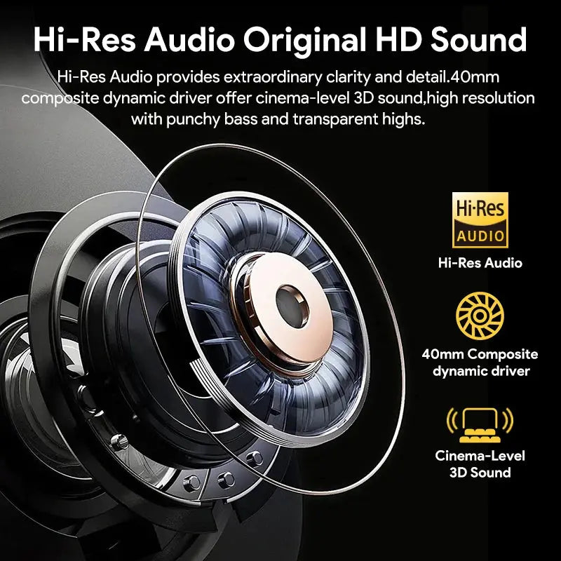 QCY H3 ANC Wireless Headphones 43dB Hybrid Active Noise Cancellation Headset Bluetooth 5.4 Hi-Res Audio Earphones 60H Playtime QCY Store