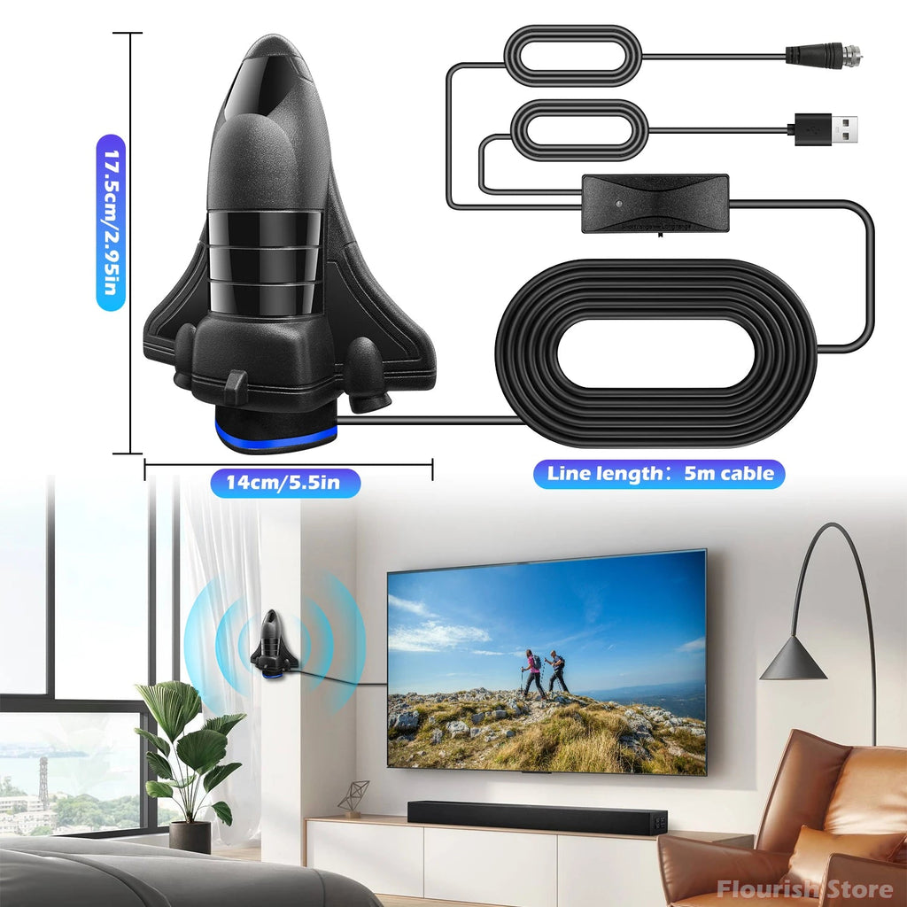 TV Antenna Indoor for Local Channels,1200 Miles Long Range TV Antenna for Smart TV and All Older TV's Supports 4K 8K HD VHF UHF FUYUMY Store