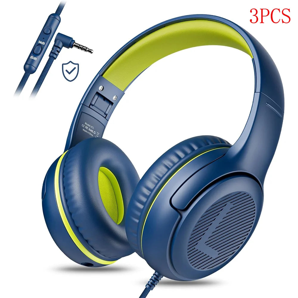 1/2/3Pcs AWATRUE AT2 Kids Headphones Wired Toddler Headsets with Mic Over-Ear Headphone Foldable on-Ear Design for PC,Laptop NUBWO Audio Store