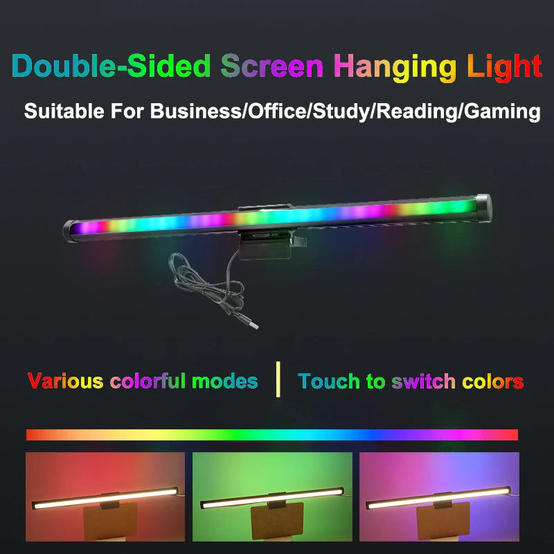 Monitor Light Bar LED Computer Screen Hanging Lights RGB Atmosphere Table Lamp for Work Study Read Gaming Stepless Dimmable FEICAN LED Store