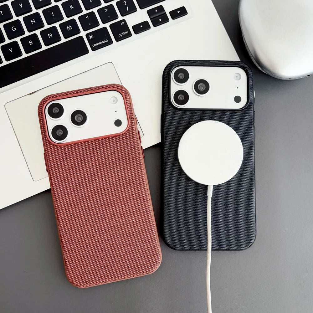 Magnetic TechWoven Phone Case For iPhone 17 16 15 14 13 Pro Max Air Tech Woven For Magsafe Wireless Charging Shockproof Cover Denior 3C Store