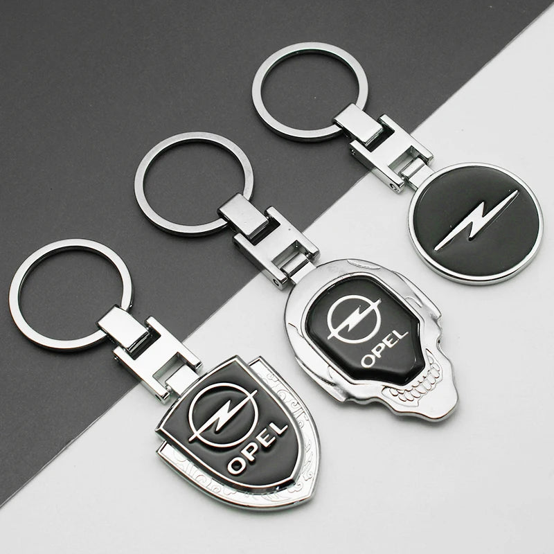 Metal/Leather Car Keychain Badge Emblem For Opel Astra Grandland Corsa Mokka Frontera Insignia Zafira Key Chain Rings Accessorie Tesla Auto Parts Wholesale Store