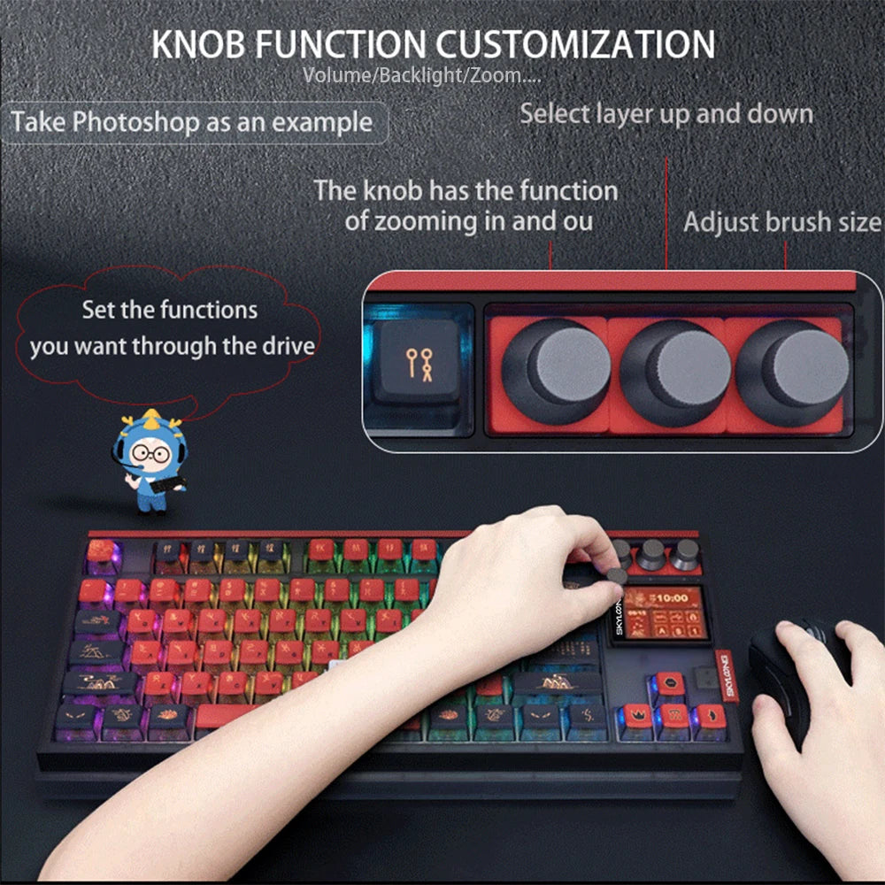 SKYLOONG GK87 Pro Bluetooth mechanical keyboard 80% TKL low noise switch RGB backlit PBT keycap custom gaming keyboard for PC skyloong Official Store