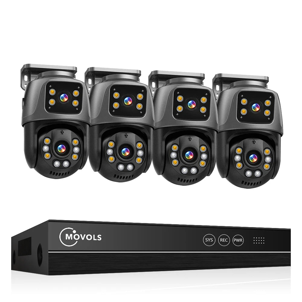 Movols 6MP XMEYE POE Surveillance System Dual Lens PTZ Two Way Audio POE Security Camera System 16CH NVR Video Surveillance Kit Movols Guard your home Official Store