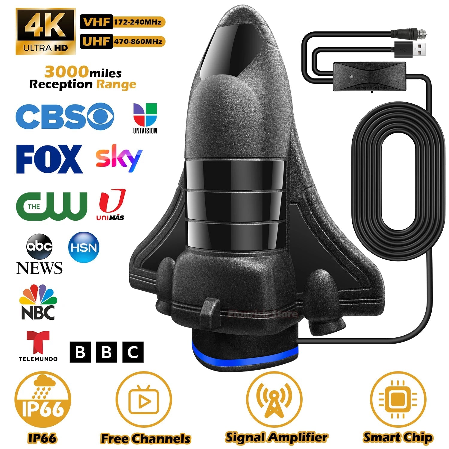 TV Antenna Indoor for Local Channels,1200 Miles Long Range TV Antenna for Smart TV and All Older TV's Supports 4K 8K HD VHF UHF FUYUMY Store
