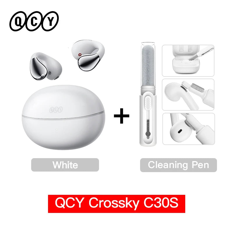 QCY Crossky C30S Clip-On Wireless Earphones Hi-Res LDAC Headphones Bluetooth 6.0 Dual-Magnet Driver Headsets 40H Sports Earbud QCY Factory Store