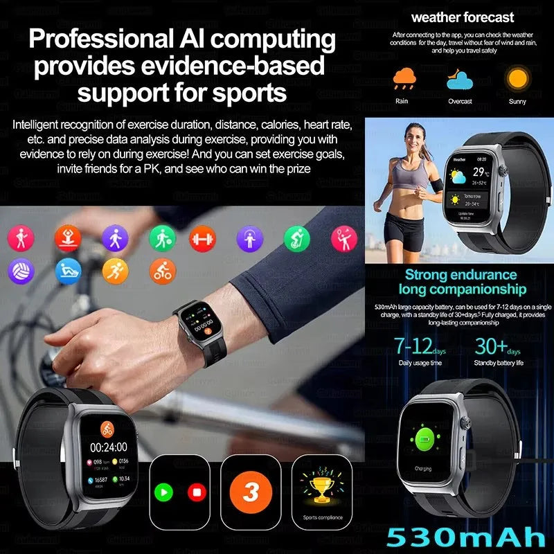 2025 New Medical Grade Air Pump Airbag ECG+PPG Smart Watches Men Women Blood Pressure Glucose Heart rate Bluetooth Call Bracelet GUHUAVMI High-End Smart Wear Store