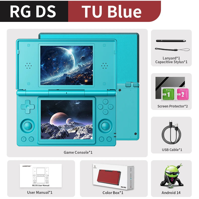 Anbernic RG DS Handheld Game Console 4" IPS Dual Screen Android 4000mAh Flip Video Games Player Supports RixelHK Wifi Streaming Anbernic Direct Store