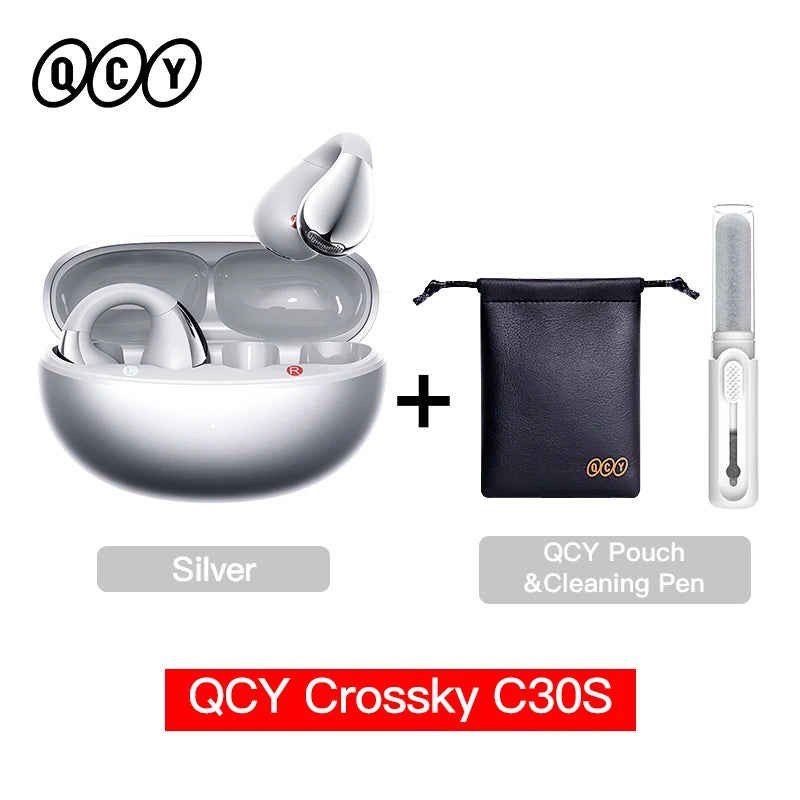 QCY Crossky C30S Clip-On Wireless Earphones Hi-Res LDAC Headphones Bluetooth 6.0 Dual-Magnet Driver Headsets 40H Sports Earbud QCY Factory Store