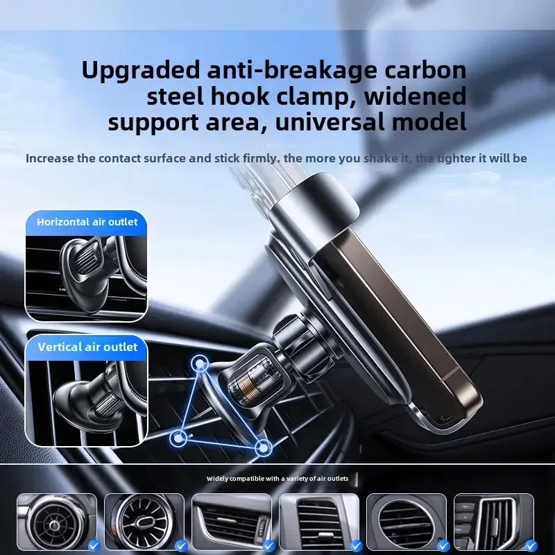 UYUXIO Wireless Car Charger Fast Charge Manual Clamping Air Vent Car Phone Holder for Samsung Android Phones iPhone 16 15 14 13 UYUXIO PSU Store Store